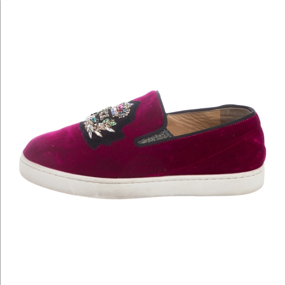 Christian Louboutin velvet strass slip on sneakers - Picture 3 of 5